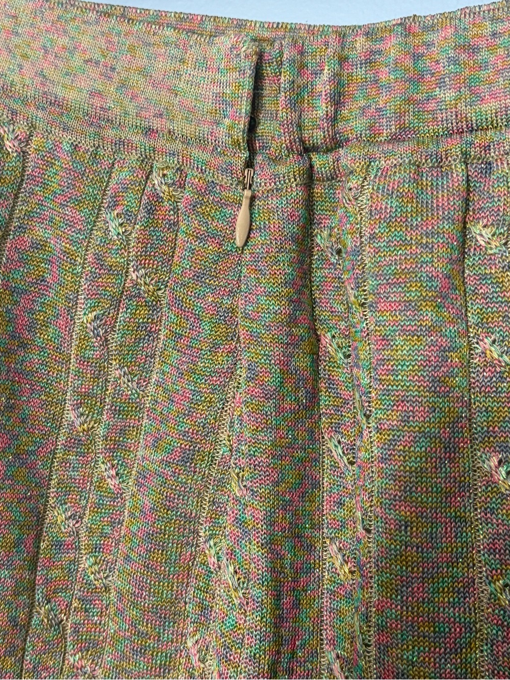 Rainbow Space Dye Knit Metallic Midi Skirt ESCALIER